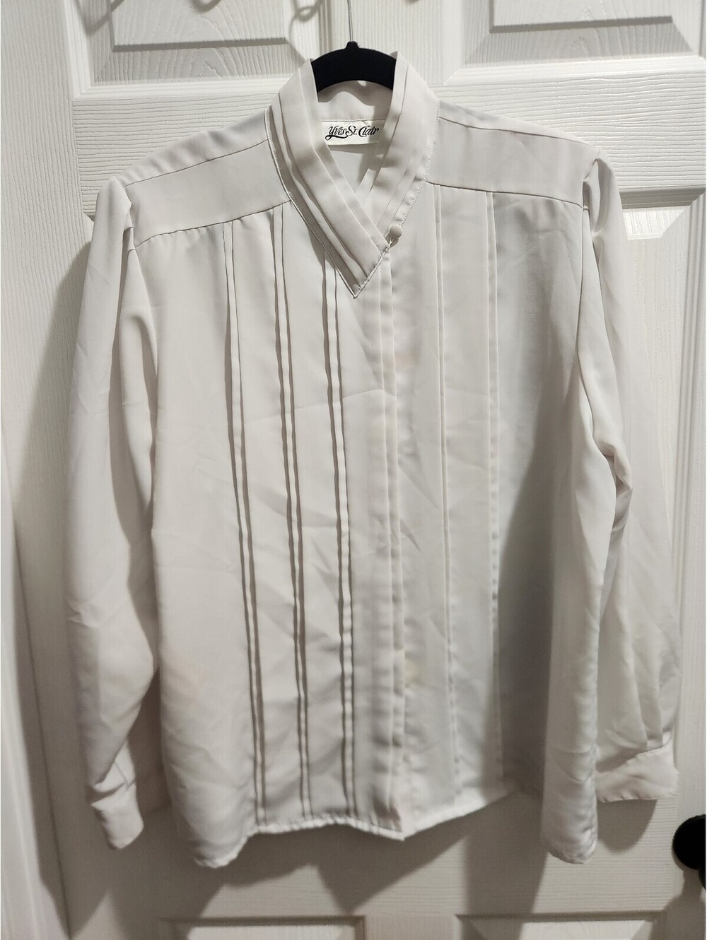 Yves St. Clair Elegant White Long Sleeve Blouse Size 18